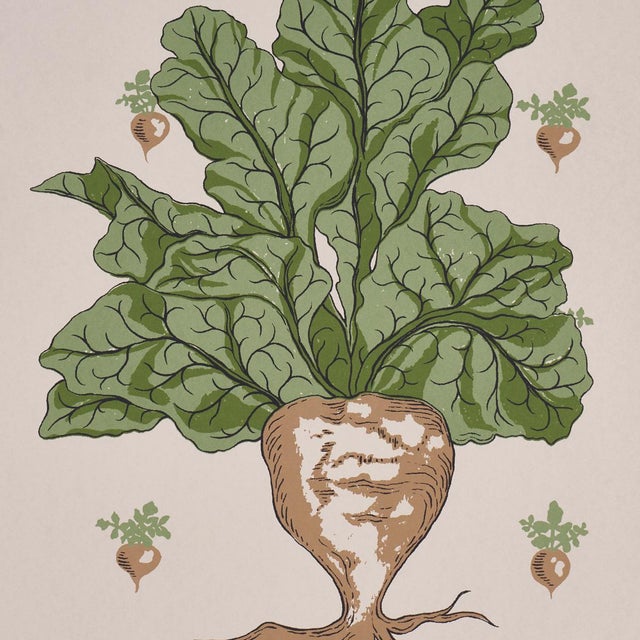 Schumacher SAMPLE - Schumacher Green Grocer Wallpaper In Parchment For Sale - Image 4 of 5