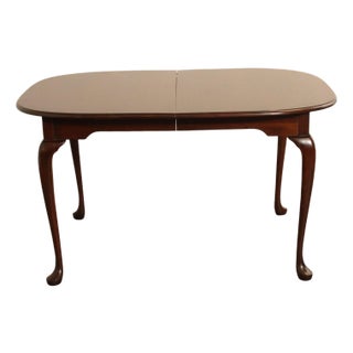 Queen Anne Style Oval Cherry Extension Dining Table With Two Leaves For Sale