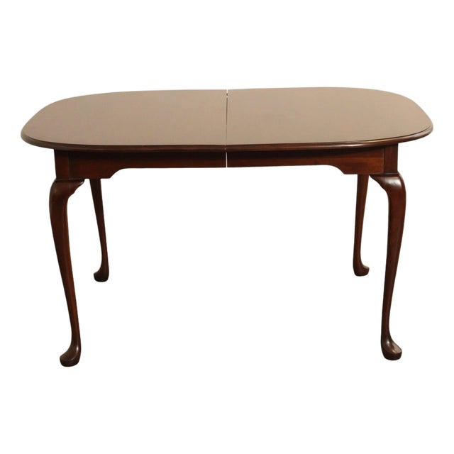 Queen Anne Style Oval Cherry Extension Dining Table With Two Leaves For Sale