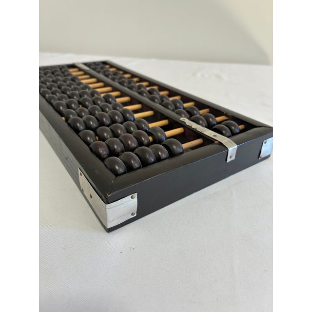 Mid 20th Century Vintage Chinese 13-Rod Black Wooden Suanpan Abacus For Sale - Image 5 of 9