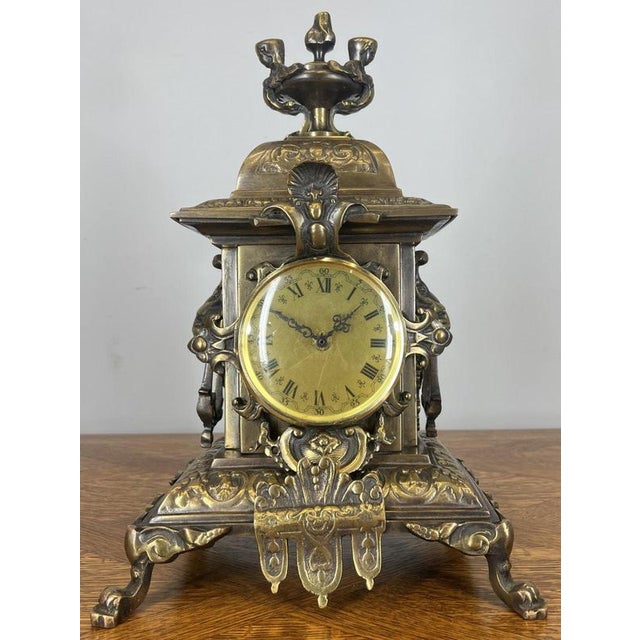 Vintage French Mantel Clock Garniture with Candelabras, Set of 3 For Sale - Image 4 of 18