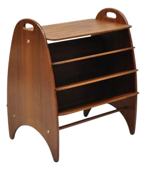 Mid Century Danish Modern Teak Wood Magazine Rack Book Stand Bookcase Side Table