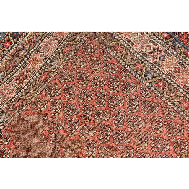 Northwest Persian Rug With Repeating Lattice Pattern in Coral and Navy 4'9 X 9'0 For Sale - Image 13 of 13