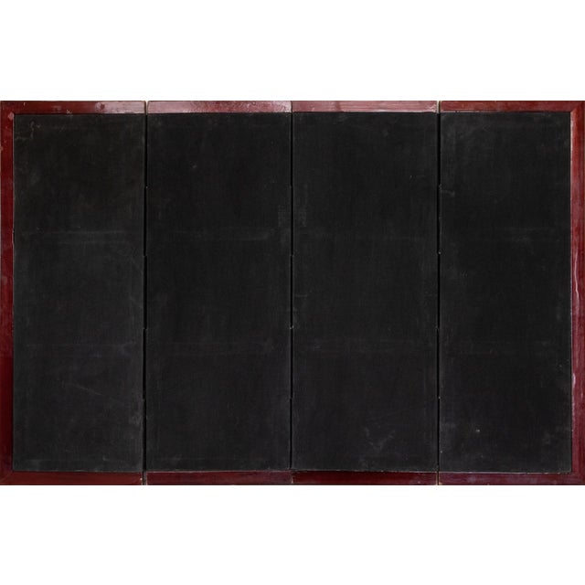 C. 1960s Small Asian Painted Screen "Red-Crowned Cranes and Big Old Pine Tree" For Sale - Image 17 of 18