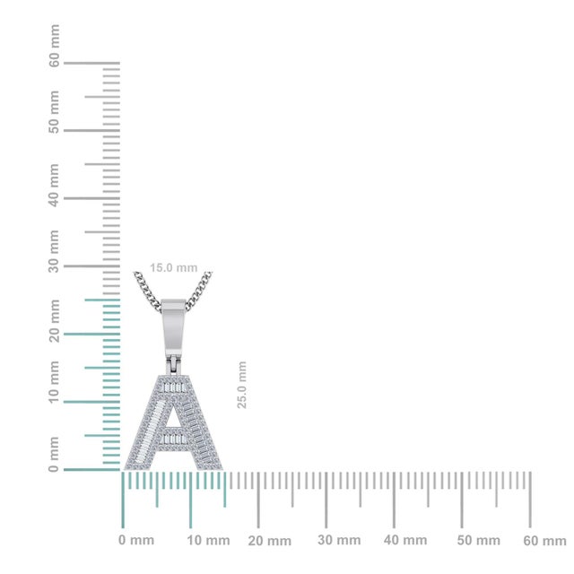 This 10K White Gold Baguette Initial A Pendant 3/8 Cttw is a refined diamond necklace crafted in premium rose gold and set...