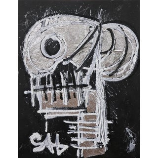 "Silver Skull" Contemporary Neo-Expressionist Painting by Sax Berlin For Sale