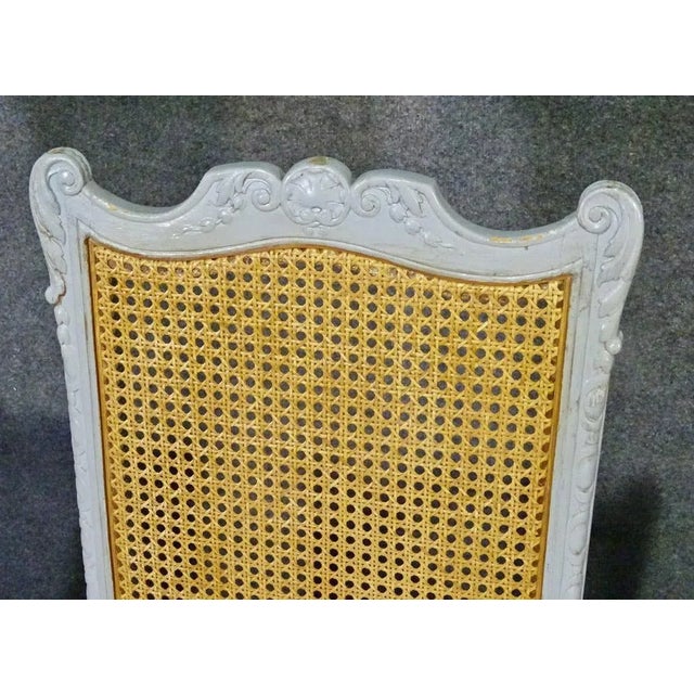 Set of 6 French Cane Back Louis XV Painted Dining Chairs, Circa 1940 For Sale - Image 10 of 13