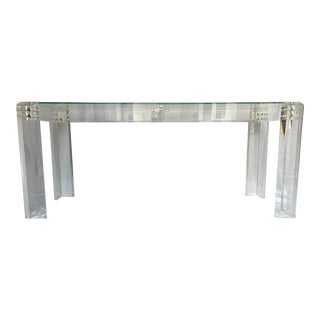 Vintage Long Lucite Console Table For Sale