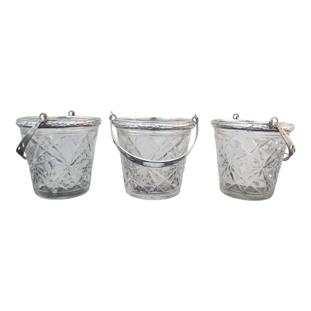 Gregoire & Cordonnier 19thc French Cut Glass & Sterling Silver Ice Bucket For Sale