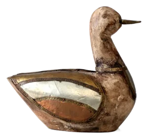 Vintage Folk Art Wood and Metal Duck Figurine