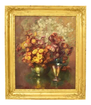 19th-Century, Oil Painting of Flowers, J. Stappers