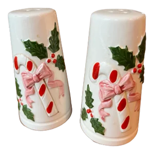 Vintage Christmas Candy Cane Salt & Pepper Shakers- a Pair
