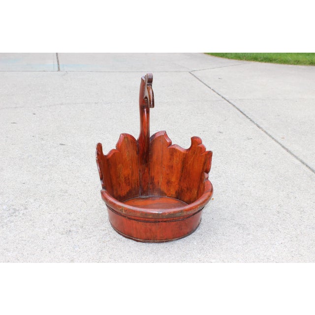 Rustic Antique Asian Chinese Carved Wood Swan Bucket For Sale - Image 3 of 6