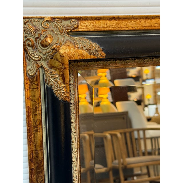 Neoclassical Style Black + Gold Framed Wall Mirror For Sale In San Francisco - Image 6 of 12