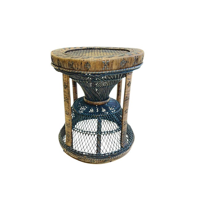 Rare Wicker Bamboo Stool in very good original condition. Very stylish design with fine detailing. This piece is...