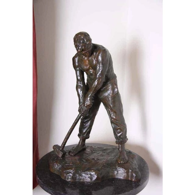 V. Demanet, Statue of a Man, Bronze For Sale - Image 6 of 7