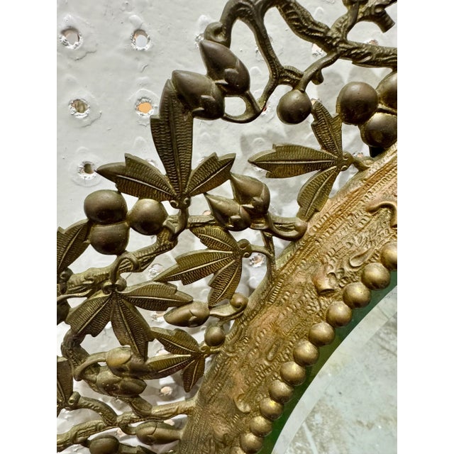Victorian Superb 27” Pierced Bronze Beveled Sunburst Style Antique Victorian Wall Mirror For Sale - Image 3 of 12