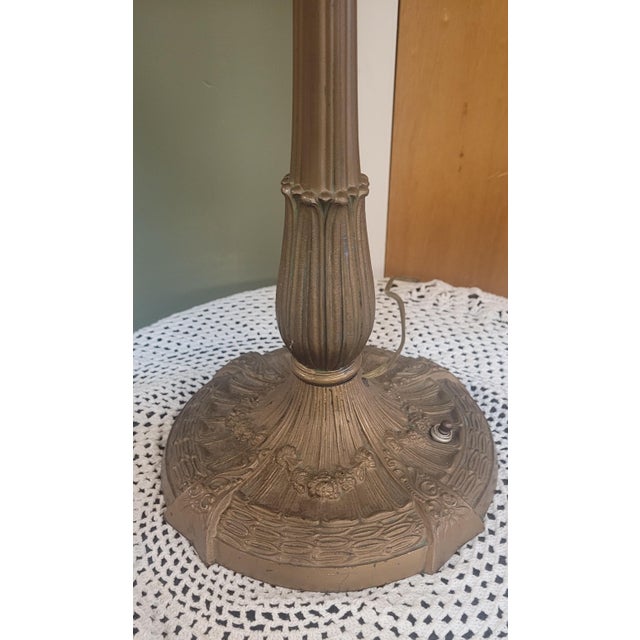 Antique Slag Glass Table Lamp For Sale - Image 4 of 11