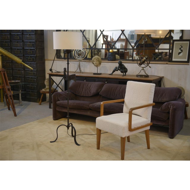 Black Wrought Iron Floor Lamp in the style of the Marolles Workshops, 1950s For Sale - Image 8 of 10
