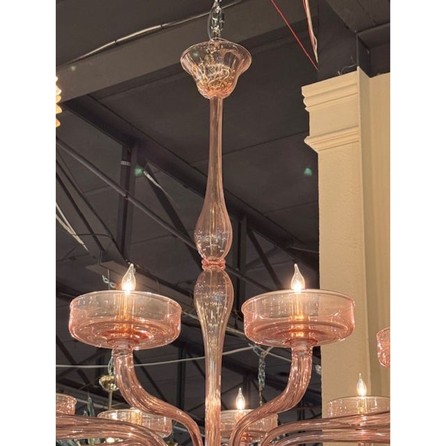 Modern Modern Murano Rosa Glass Chandelier For Sale - Image 3 of 5