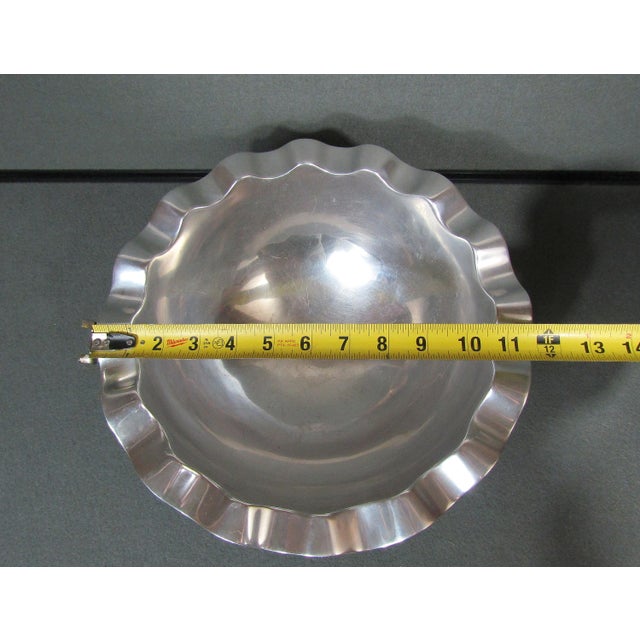 1980s 1980s Stanley Tigerman for Swid Powell Wavy Rim Footed Aluminum Bowl, 12" Postmodern Centerpiece For Sale - Image 5 of 8