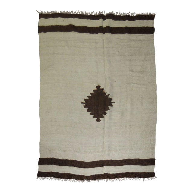 Ivory Vintage Turkish Mohair Rug - 4'6" x 6' For Sale