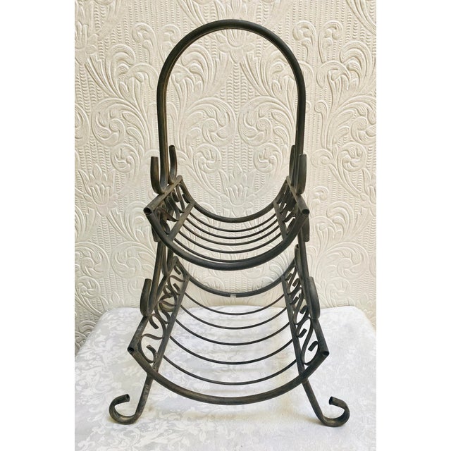 1960s Vintage Mid Century Black Iron Magazine Rack For Sale - Image 4 of 8