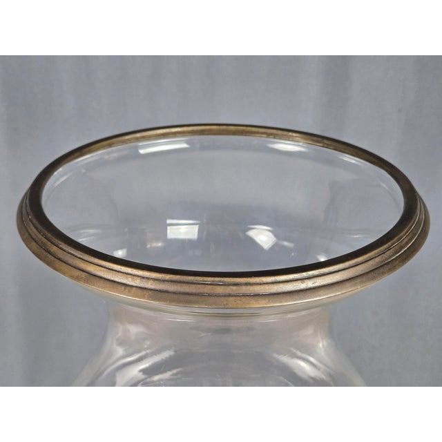 1990s 23.5" Castilian Imports Solid Brass Scroll & Glass Hurricane Candle Holder For Sale - Image 6 of 15