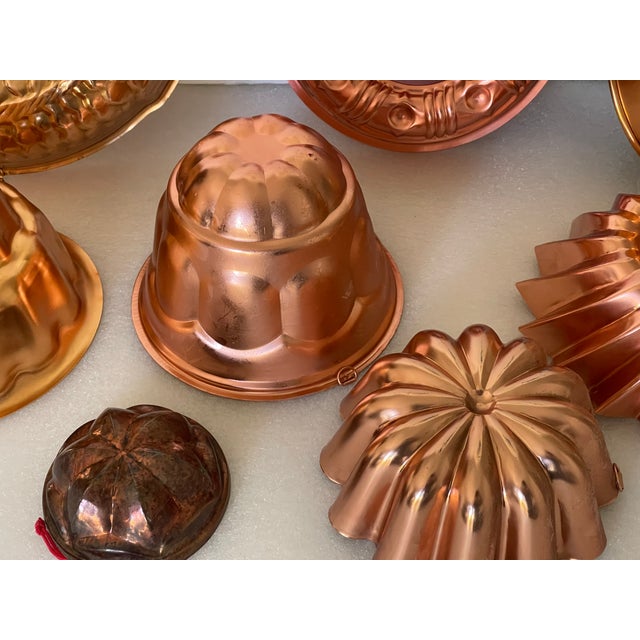 8 Vintage Copper Baking Molds Kitchen Collectibles For Sale - Image 4 of 5