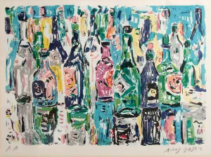 1980s Amos Yaskil, Bottles, Lithograph