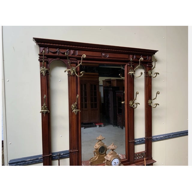 Wood Antique Art Nouveau Walnut Wardrobe, 1900 For Sale - Image 7 of 11