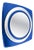 Vintage Italian Space Age Wall Mirror in Cobalt Blue Beveled and Mirrored Glass, 1970s For Sale