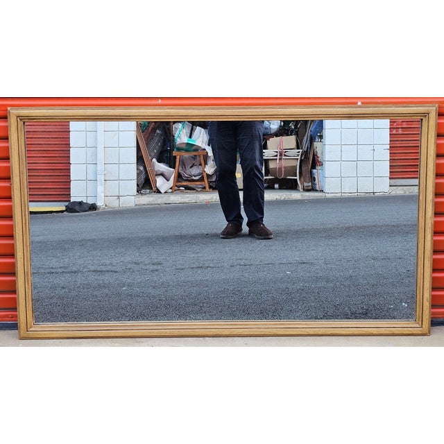 White Furniture Mid Century Modern Bisque Maple Wall Mirror Dimensions: 69.25" in width, 1" in depth, 33.5" in height.