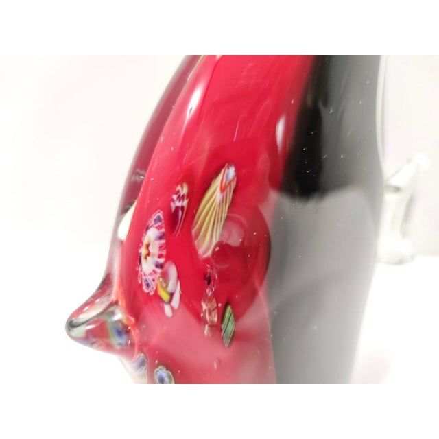 Vintage Black and Red Blown Murano Glass Fish, 1980s For Sale - Image 13 of 15