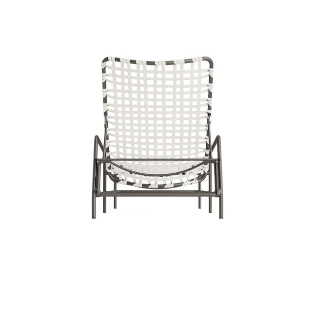 Brown Jordan Brown Jordan Kantan Aluminum Vinyl Chaise Lounge, Mica frame with White Lite fabric For Sale - Image 4 of 11