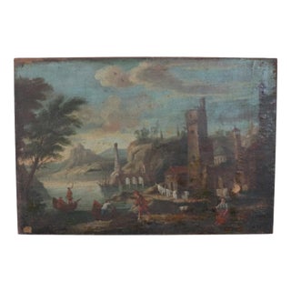 Coastal Landscape, 18th Century, Oil Painting on Canvas For Sale