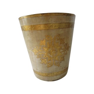 Gold and Ivory Florentine Waste Basket For Sale