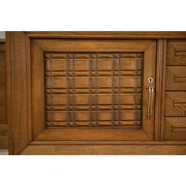 Brutalist Oak Sideboard in the Style of Charles Dudouyt, 1950s For Sale - Image 13 of 14