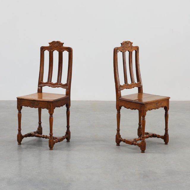 Antique Carved Oak Side Chairs, France, Set of 2 For Sale - Image 16 of 16