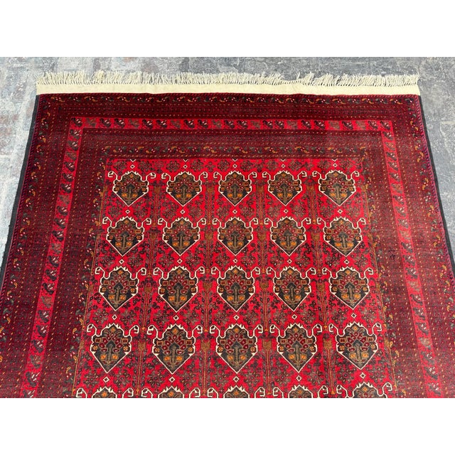 1980s Hand Knotted Afghan Turkoman Khal Mohammadi Wool Rug For Sale - Image 5 of 7