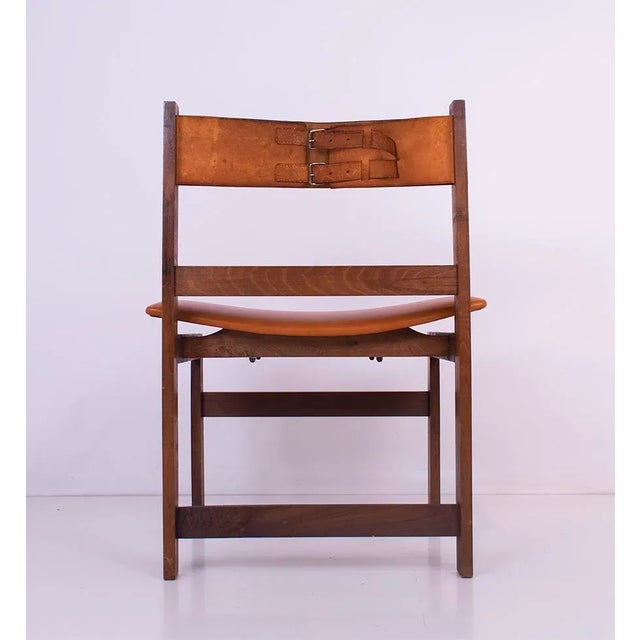 Spanish Rationalist Style Chair in Wood and Leather For Sale - Image 6 of 11