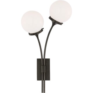 kate spade new york for Visual Comfort Signature Prescott Left Sconce in Bronze with White Glass For Sale