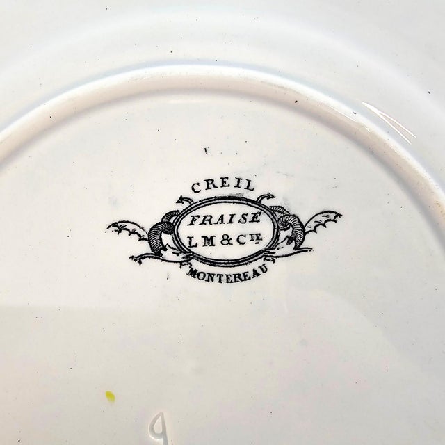 1850s Lebeuf Milliet Creil Et Montereau “Fraise” George Sand Dessert Plates - Set of 10 For Sale - Image 17 of 17