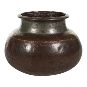 Early 20th Century Monumental Anglo Indian Brass Bronze Metal Water Cache Pot Antique South India Vintage