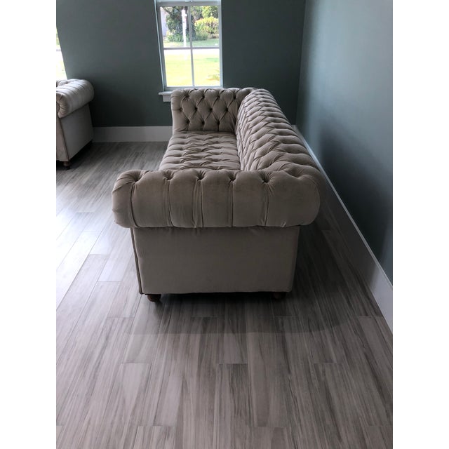 Restoration Hardware Perennial Performance Fabric Velvet Sofas a Pair