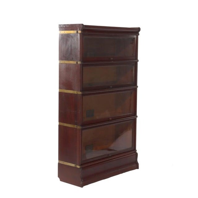 Antique Globe Wernicke Arts & Crafts Mahogany 4-Stack Barrister Bookcase Circa 1920 For Sale - Image 9 of 9