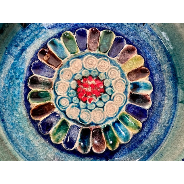 Metal Artisan Ceramic Art Wall Plate with Candleholder, Italy, 1950s For Sale - Image 7 of 12