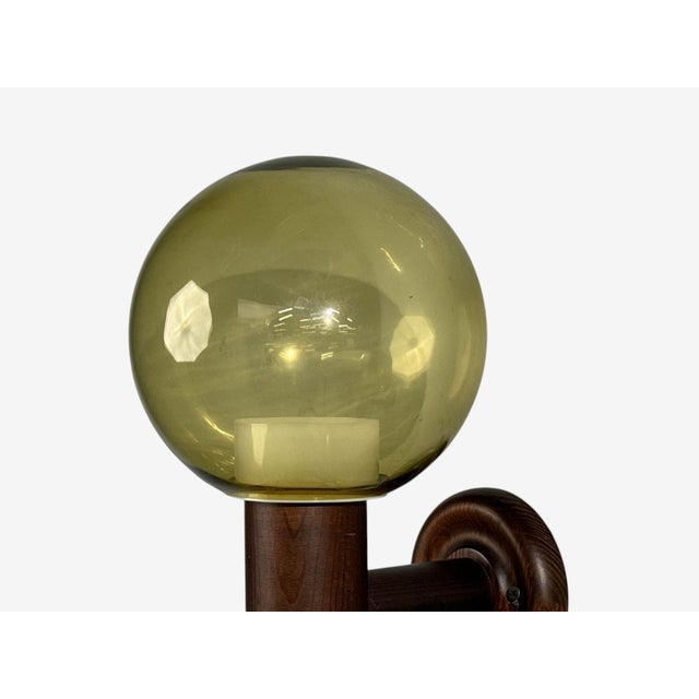 1960s Luxus Vittsjö, Impressive Wall Sconces, Dark Pine, Tinted Glass - Pair For Sale - Image 9 of 12