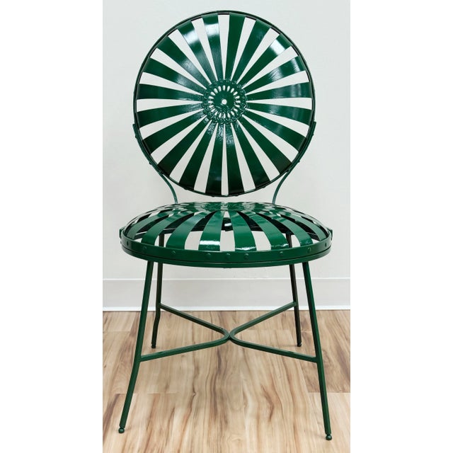 Green Antique Green Francois Carre Sunburst Garden Chairs, Pair For Sale - Image 8 of 15