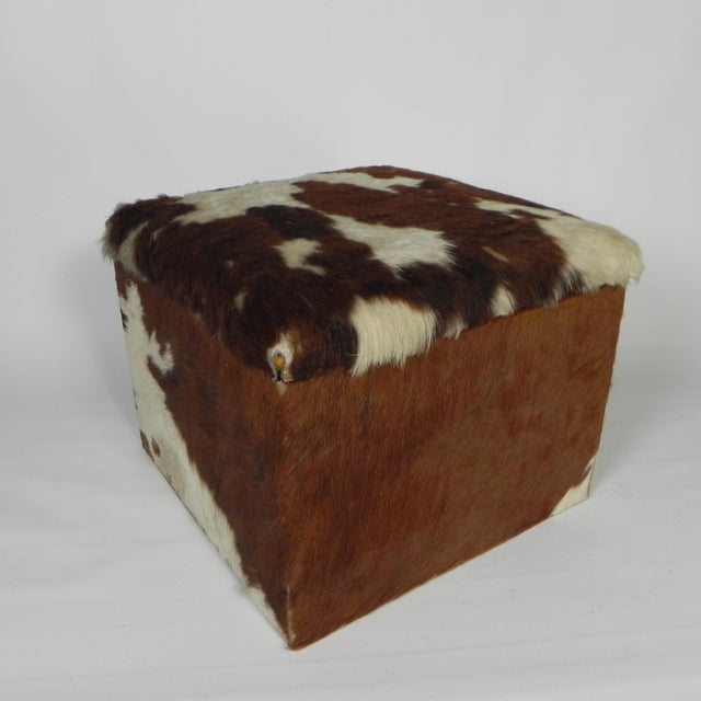 Vintage Cowhide Ottoman with Storage, Netherlands, 1950s For Sale - Image 11 of 11